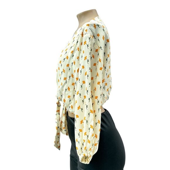 Faithfull The Brand Tie Waist‎ La Guardia Crop Top Marje Orange Floral Womens 4 - Picture 7 of 16